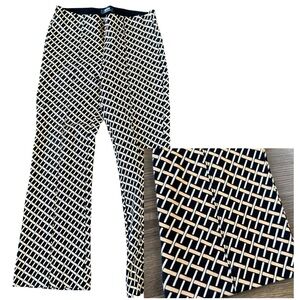 Anthropologie Maeve Margot Kick Flare Cropped Pants Geometric Black Tan Small
